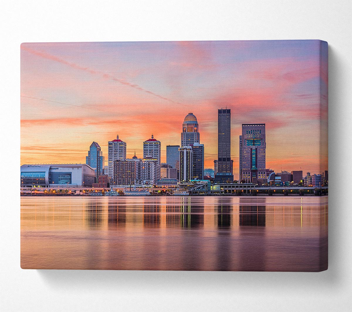 Orange sunset in the city shoreline
