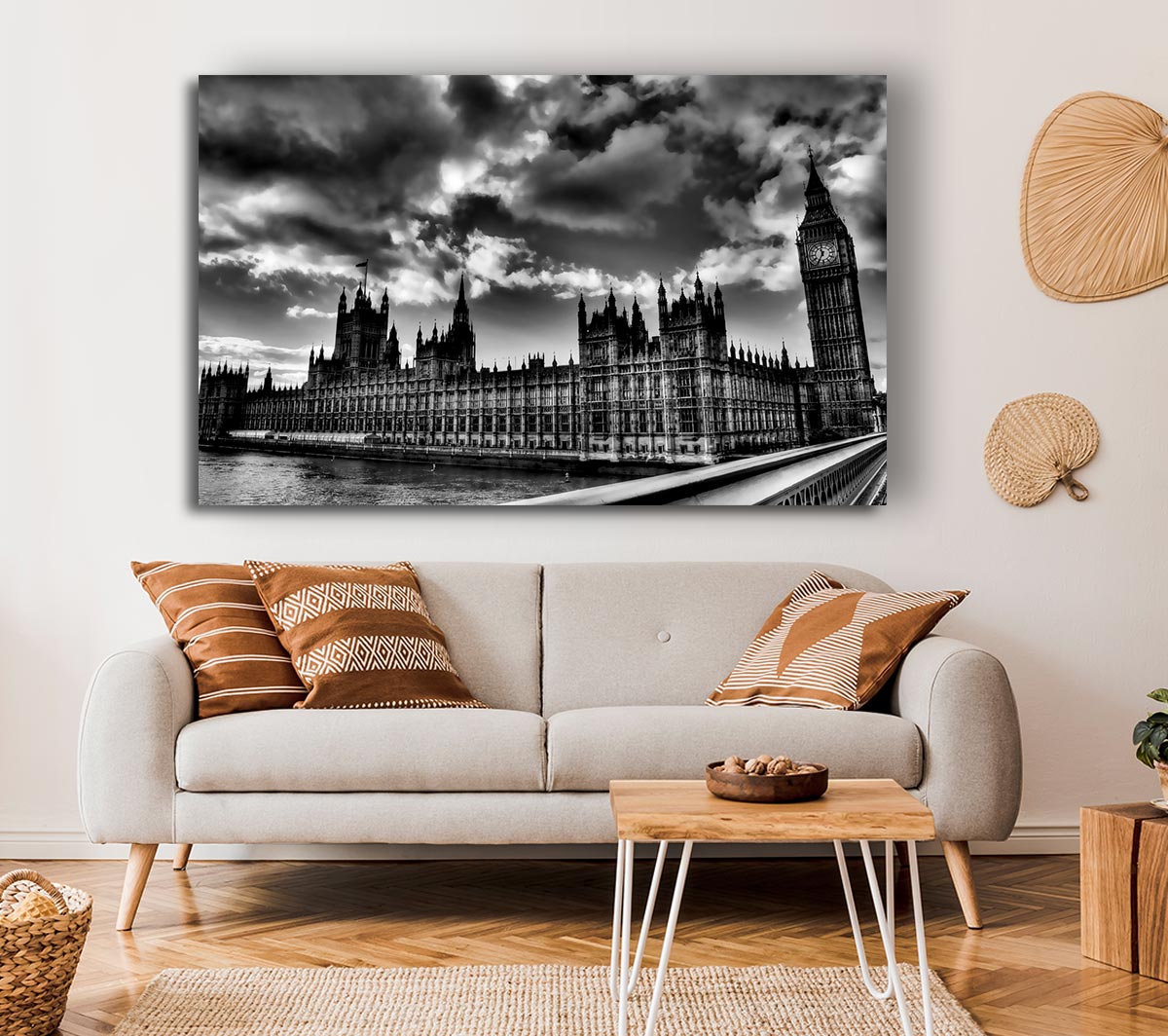 London Houses Of Parliament B n W Storm Clouds