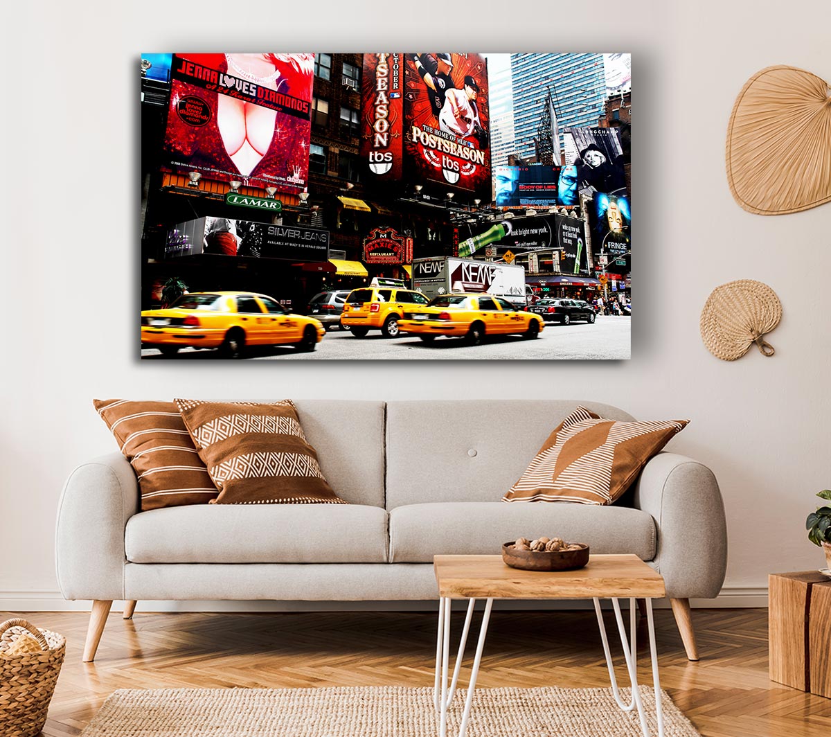 New York Yellow Cabs On Broadway By Day