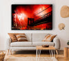 New York City Brooklyn Bridge Fireworks Red