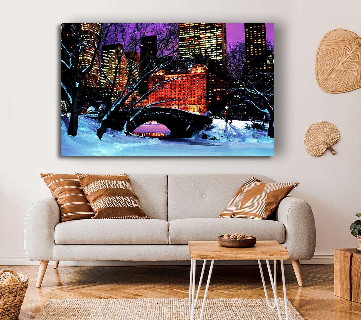 New York City Central Park Night Snow