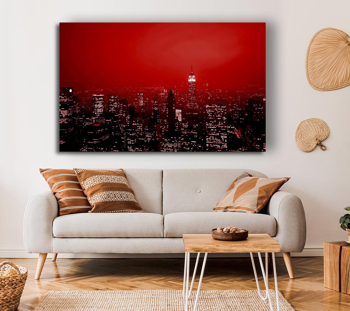 New York City Empire State Building Red