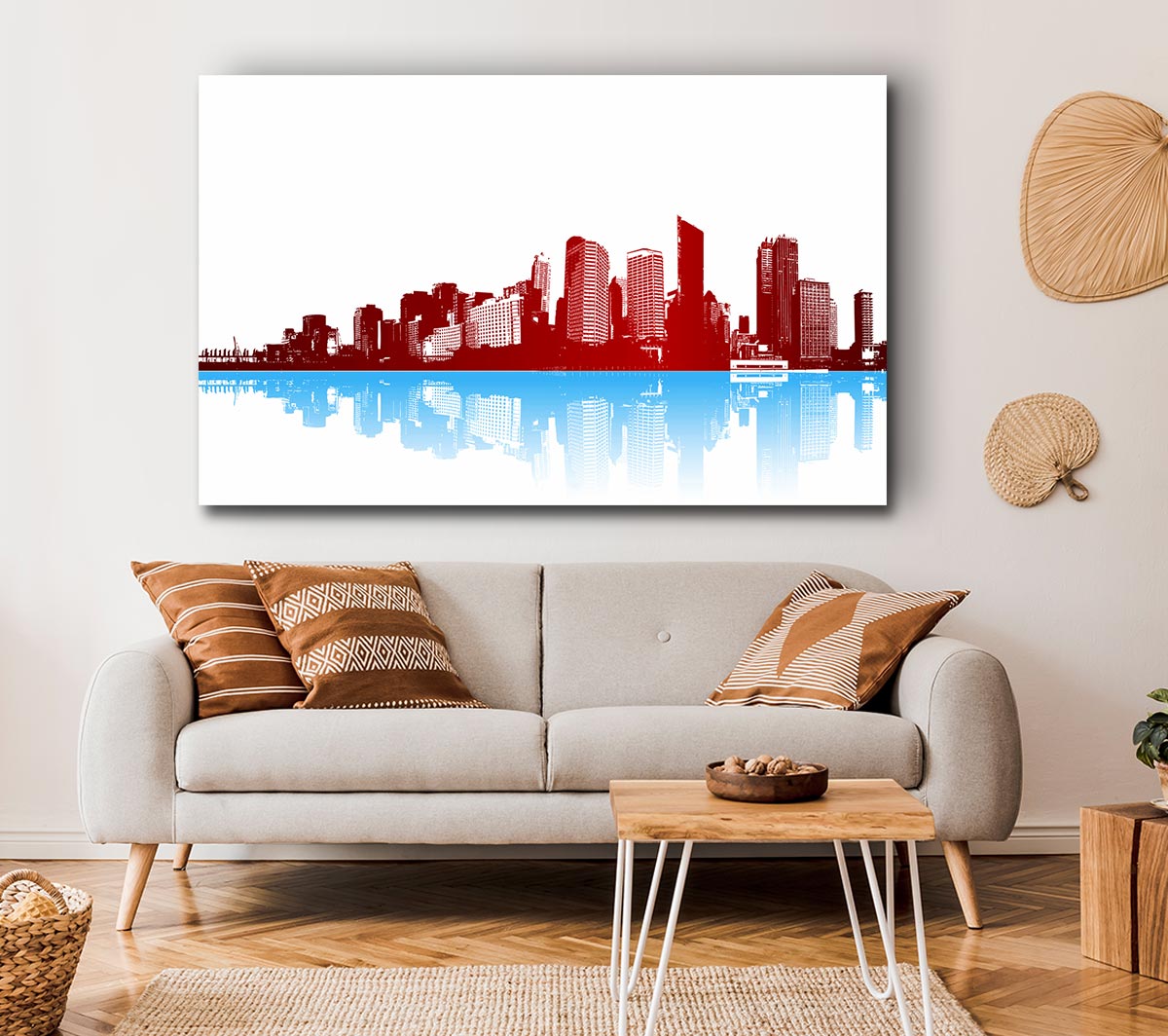 Red New York In Blue Reflections