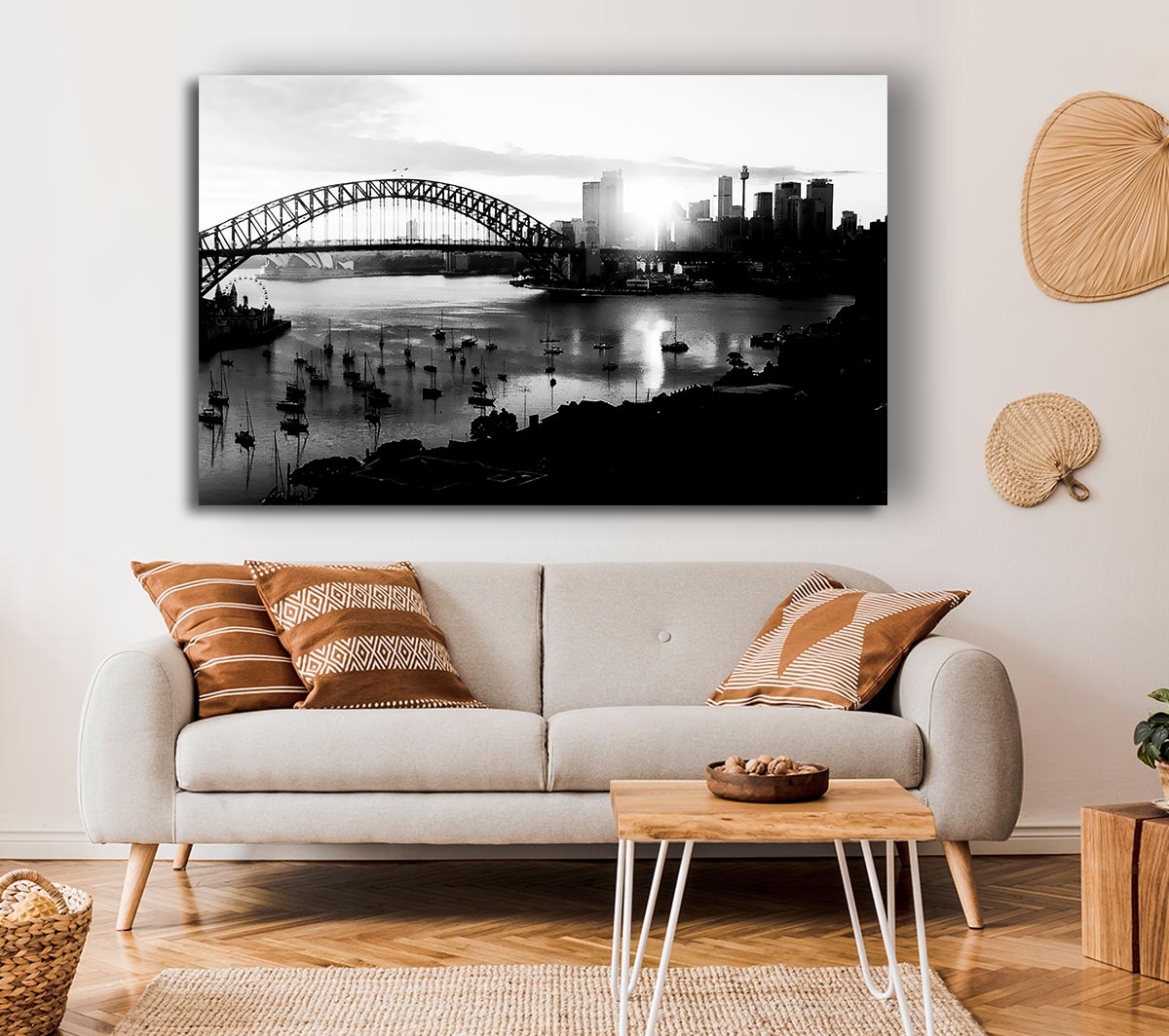 Sydney Harbour Sun Blaze B n W