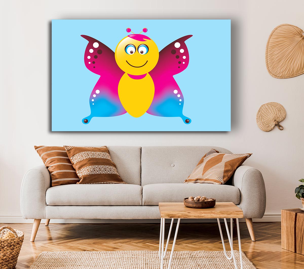 Butterfly Cartoon Face Baby Blue