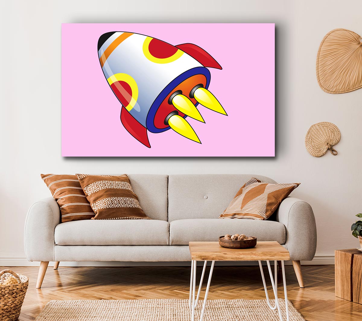 Flying Rocket Ship Pink