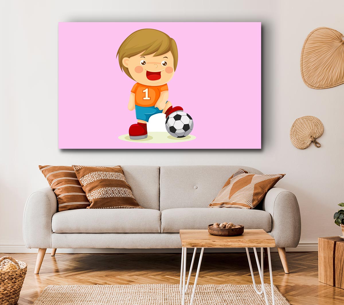 Footballer Standing On Ball Pink