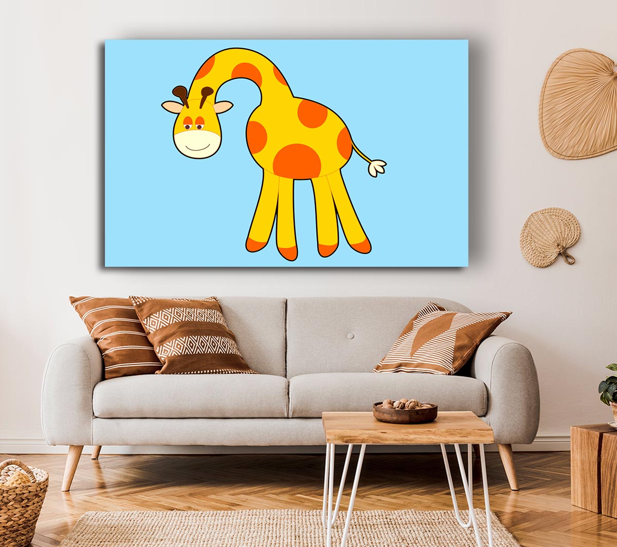 Funny Giraffe Looking Down Baby Blue
