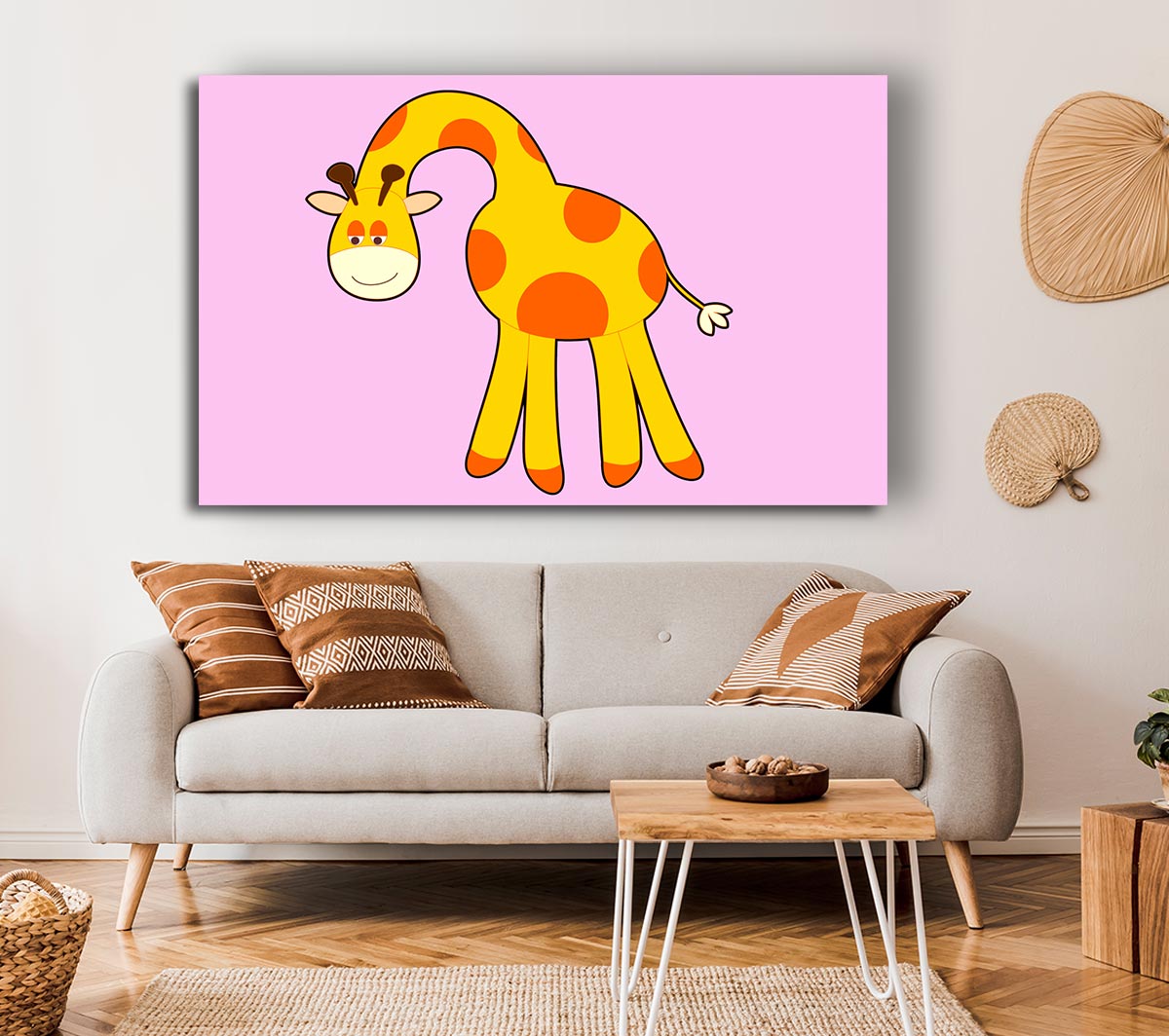 Funny Giraffe Looking Down Pink