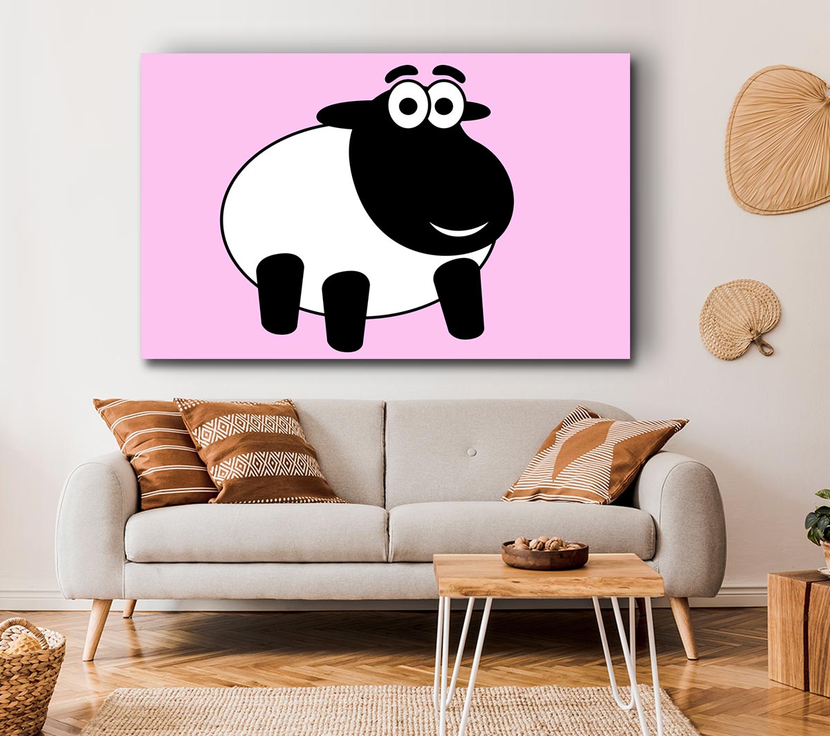 Happy Cartoon Sheep Pink