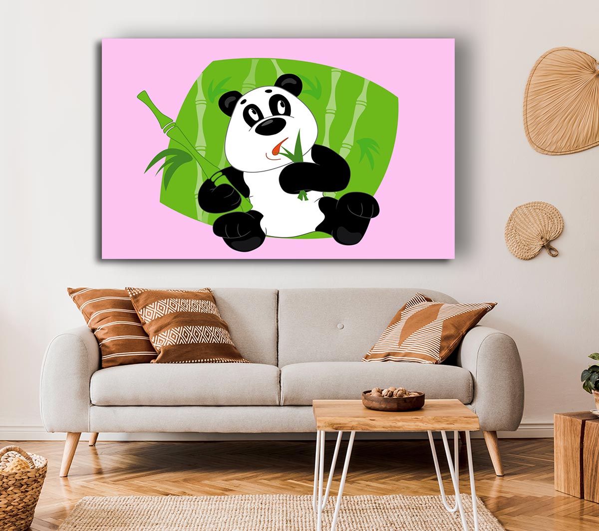 Panda Eating Bamboo Pink