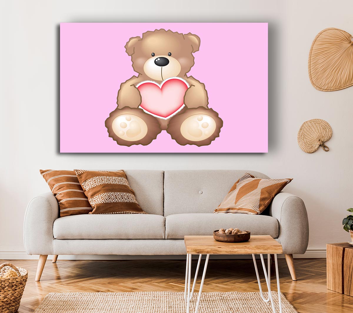 Teddy Bear Love Heart Pink