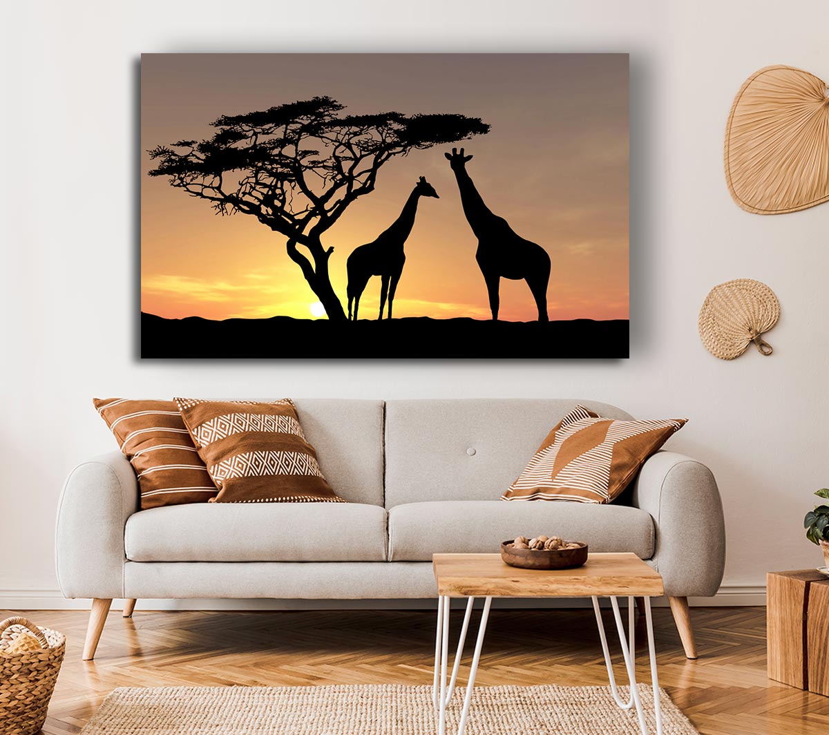 Giraffes At Sunset