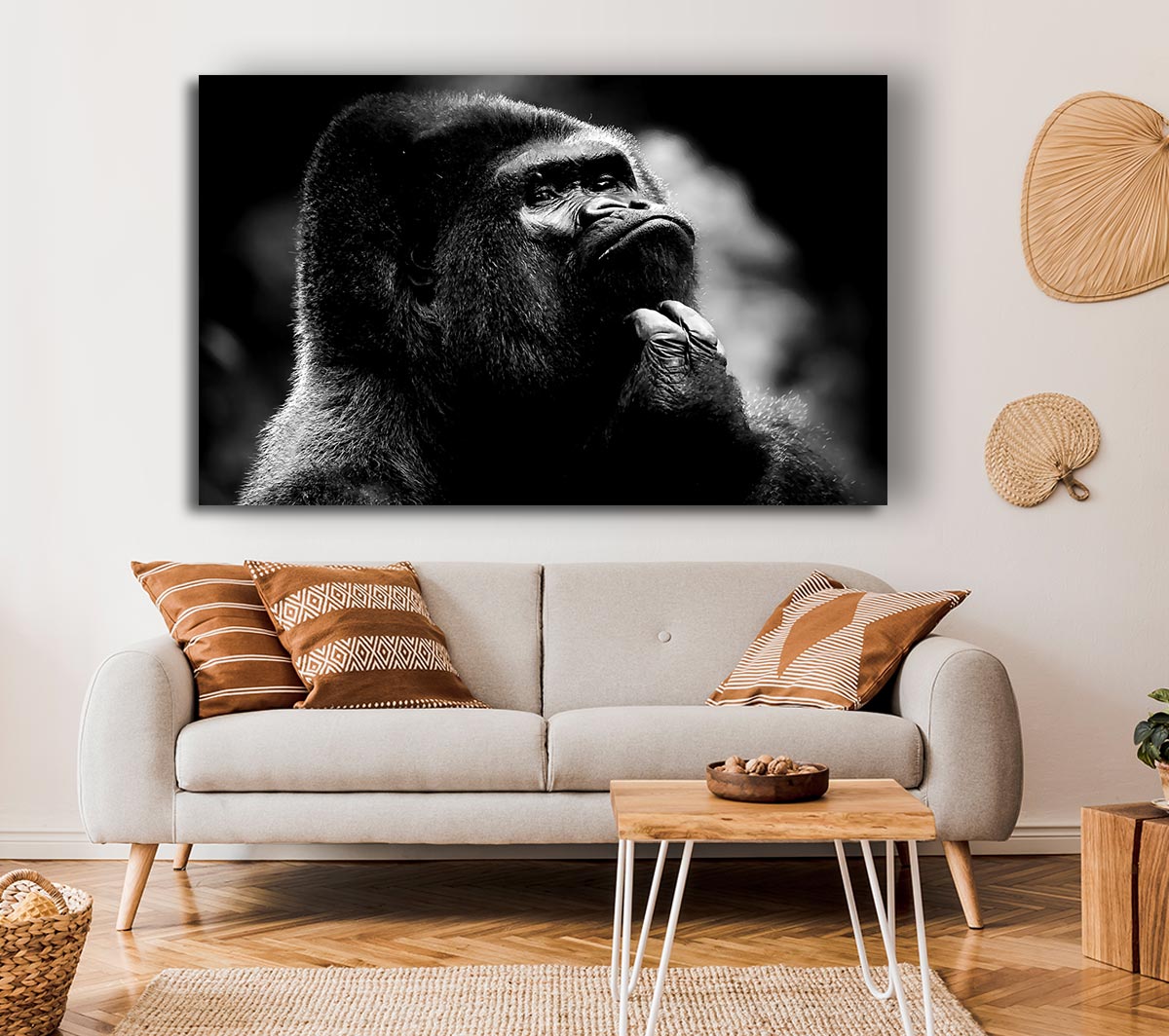 Thoughtful Gorilla B n W