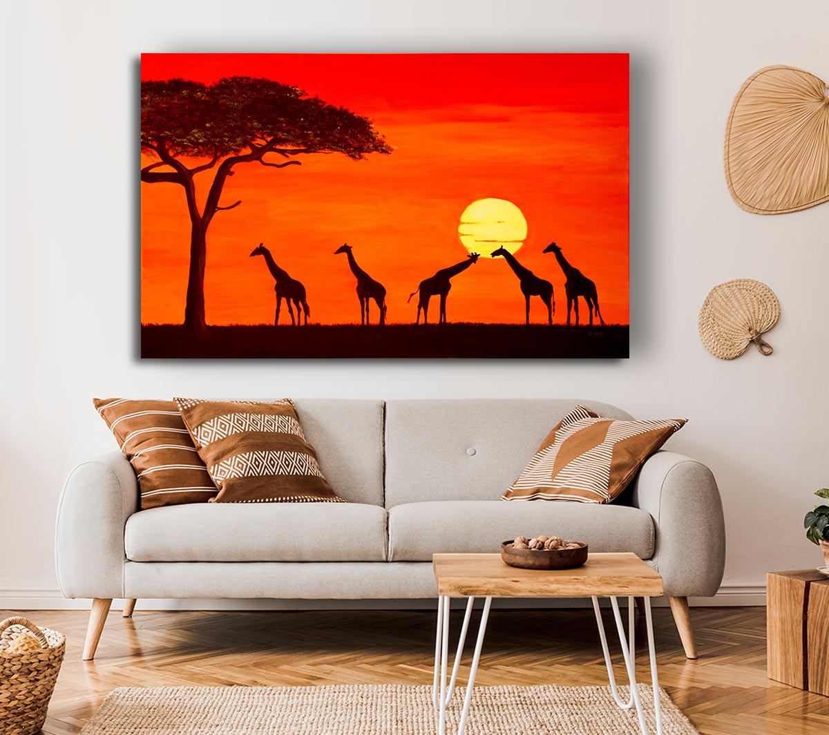 Giraffes At The Sunset