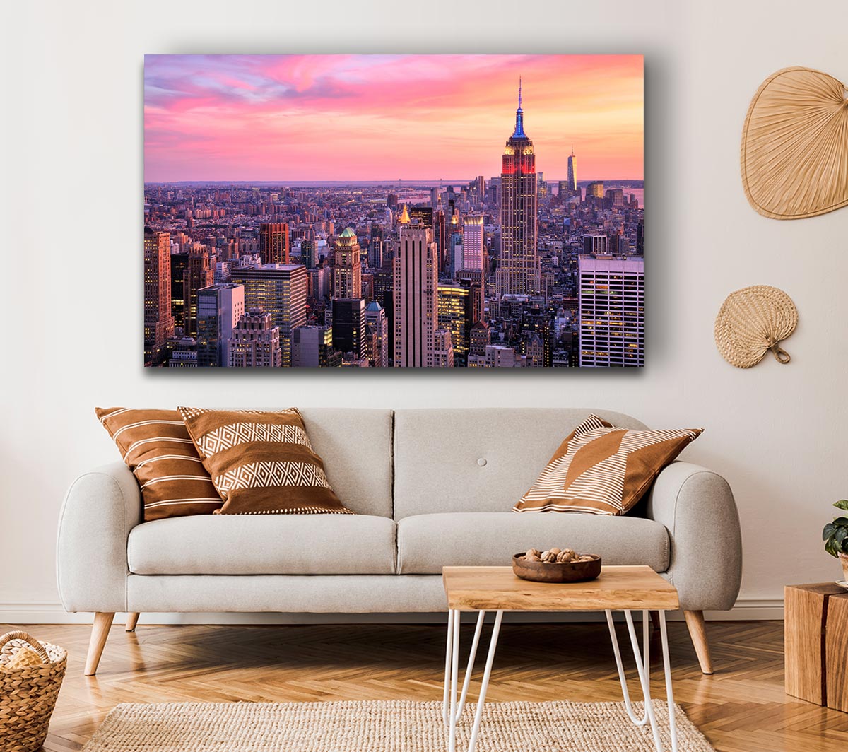 pink dusk city