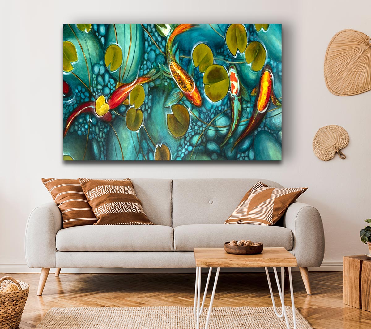 Koi fish pond painting