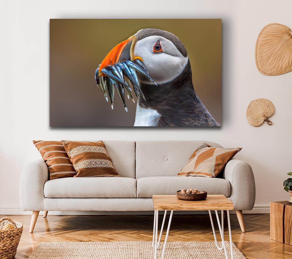 Puffin with a mouthall of fish