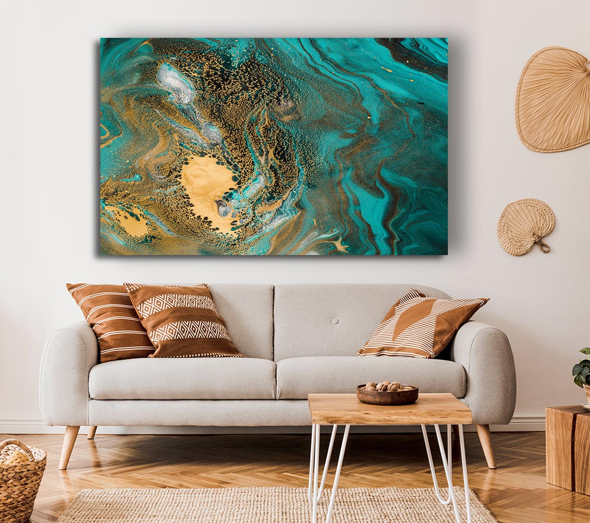 Buy Turquoise & Teal Oil Flow Canvas