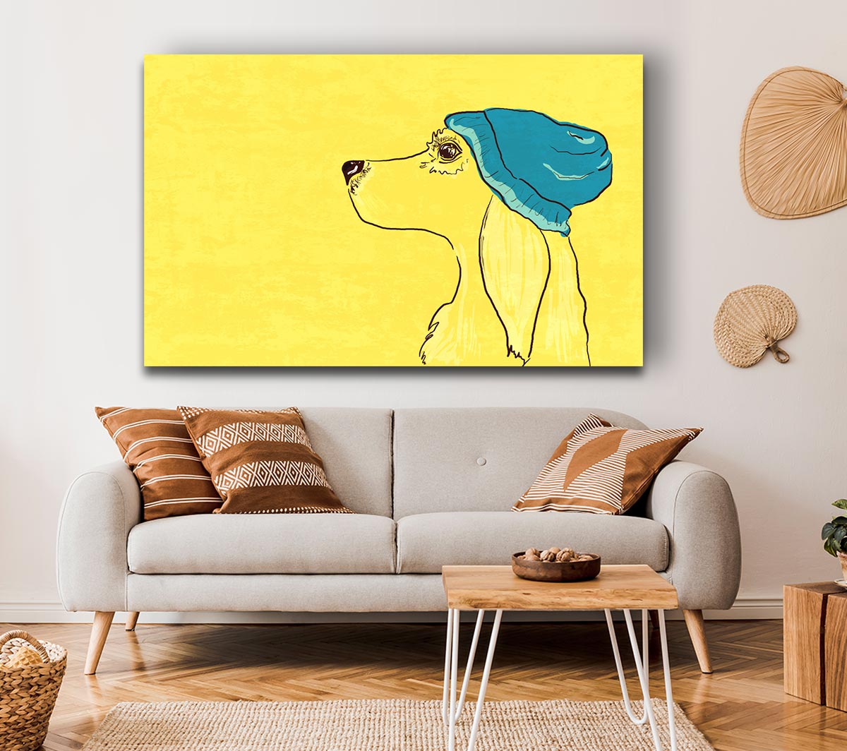 Yellow Dog With Blue Hat