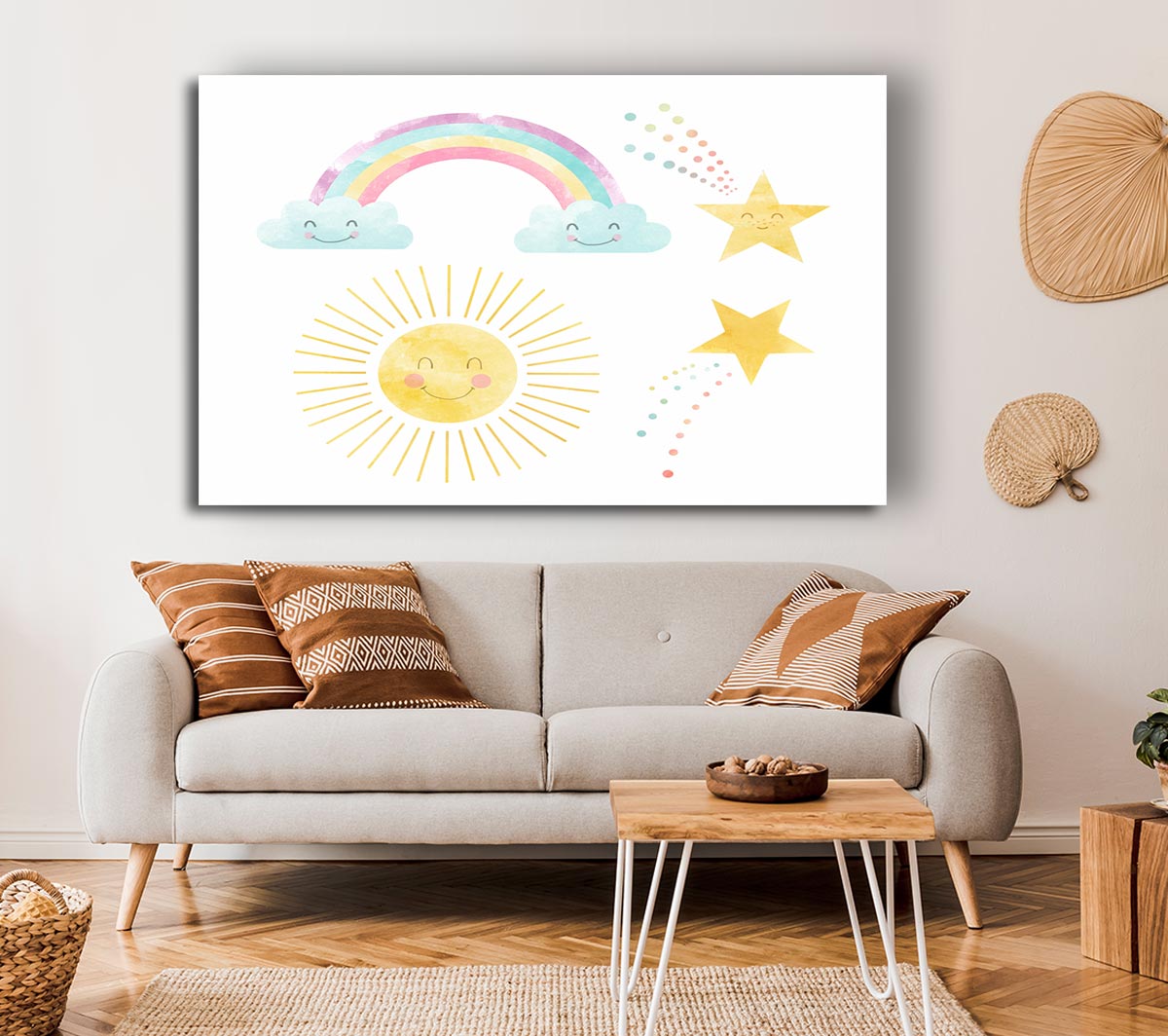 Happy Rainbow And Clouds