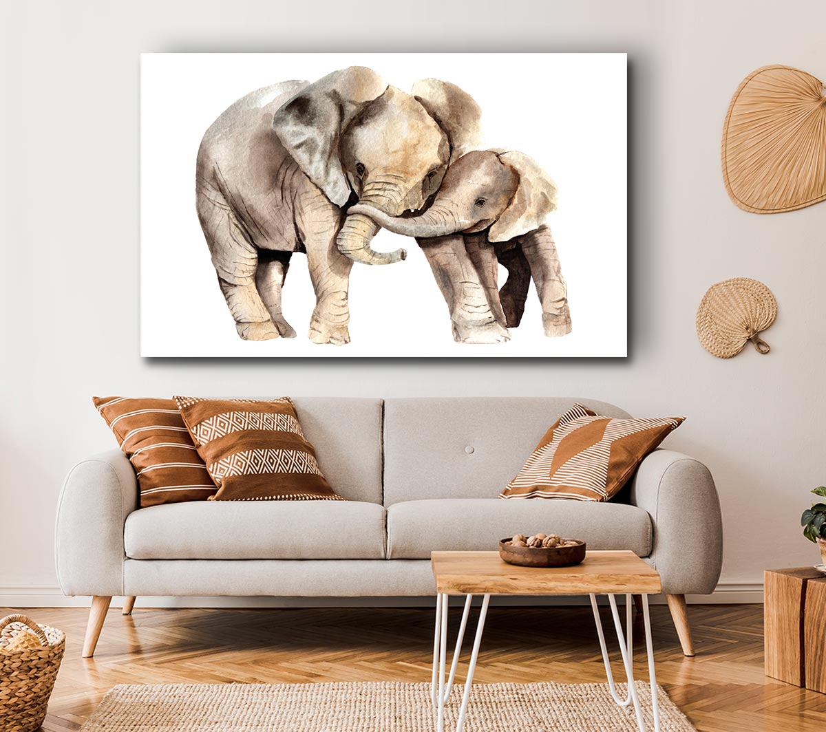 Elephants Holding Trunks