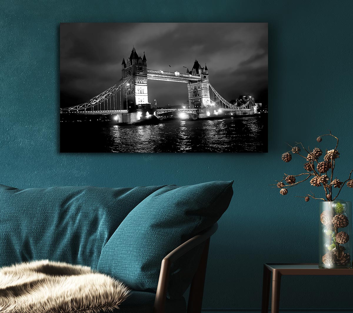 London Bridge At Night B n W