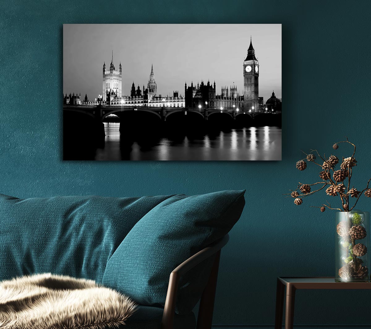 London Houses Of Parliament With Big Ben B n W