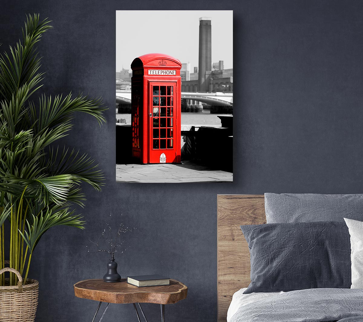 London Red Telephone Box B n W