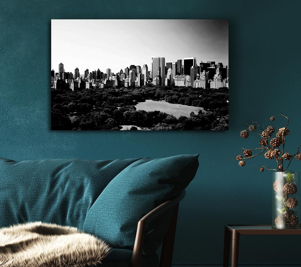 New York City Central Park From Above B n W