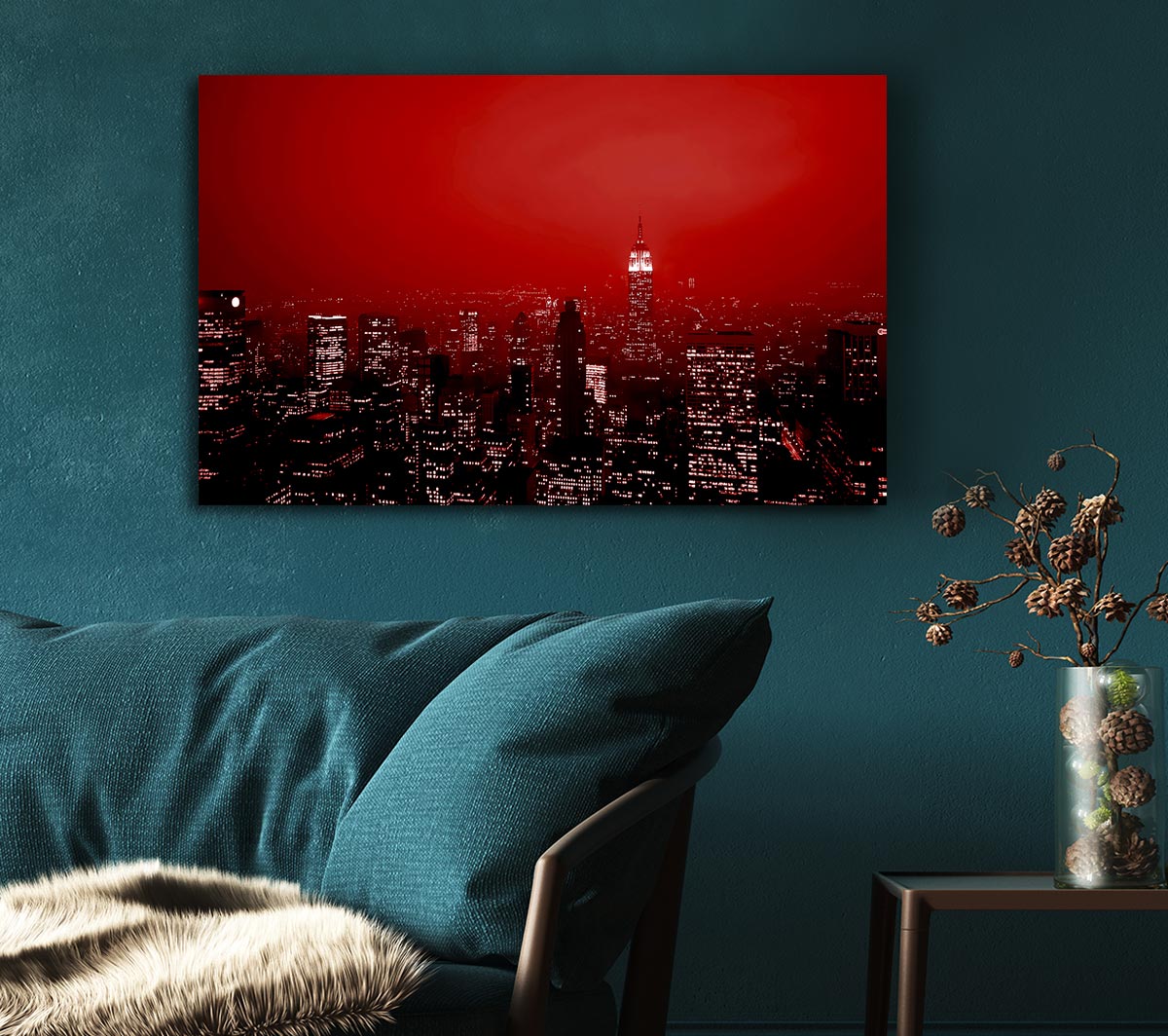 New York City Empire State Building Red