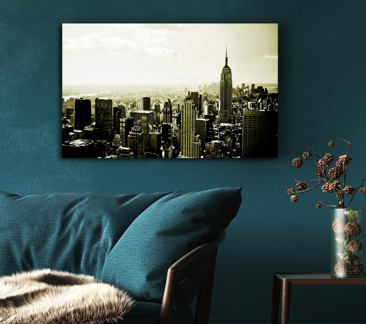 New York Skyline Sepia