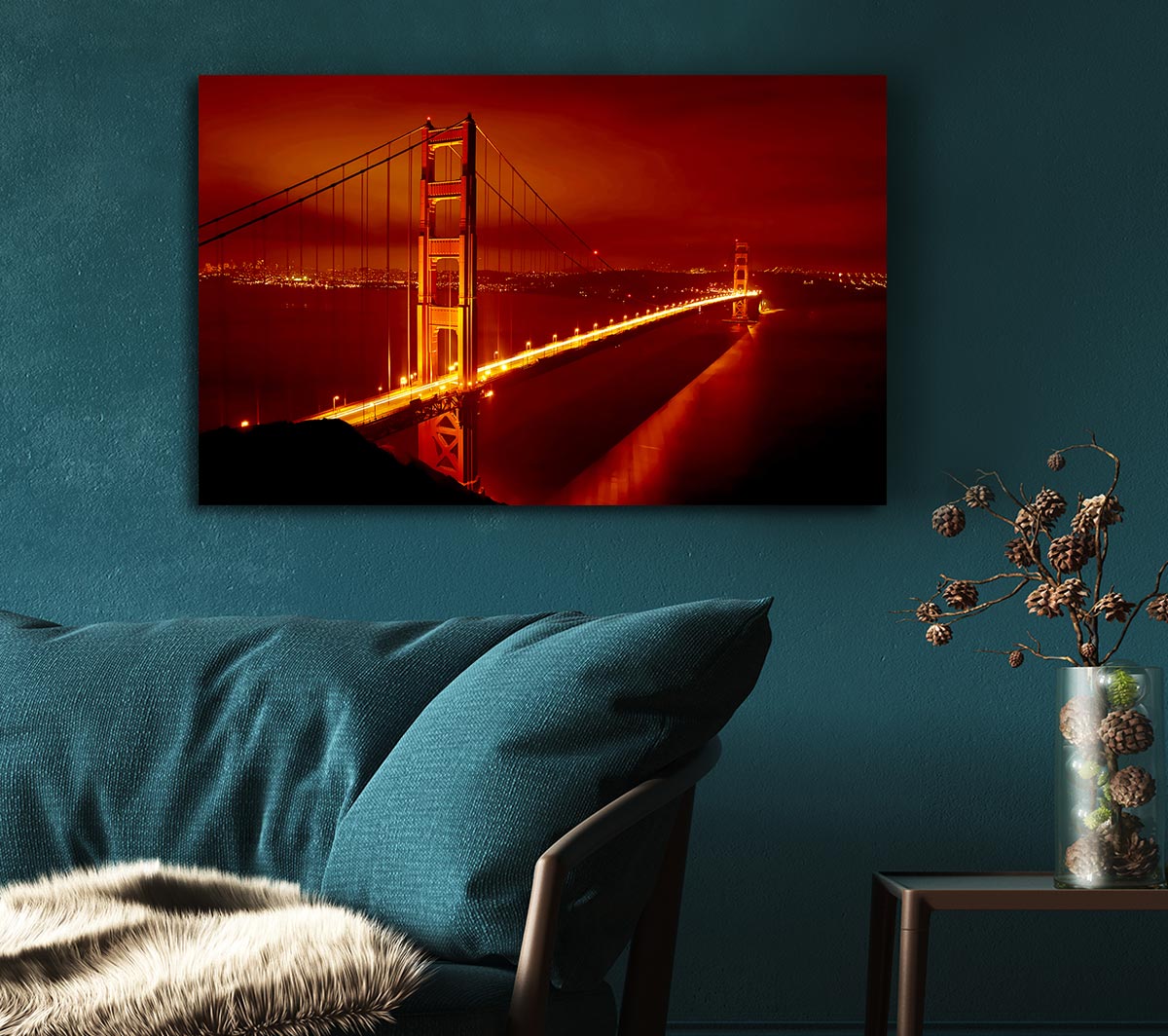 San Francisco Golden Gate Bridge Red Glow