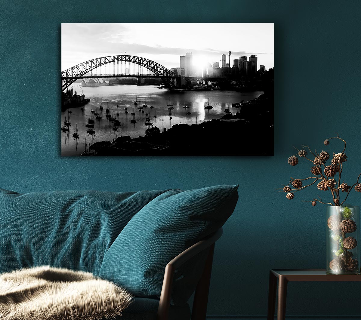Sydney Harbour Sun Blaze B n W