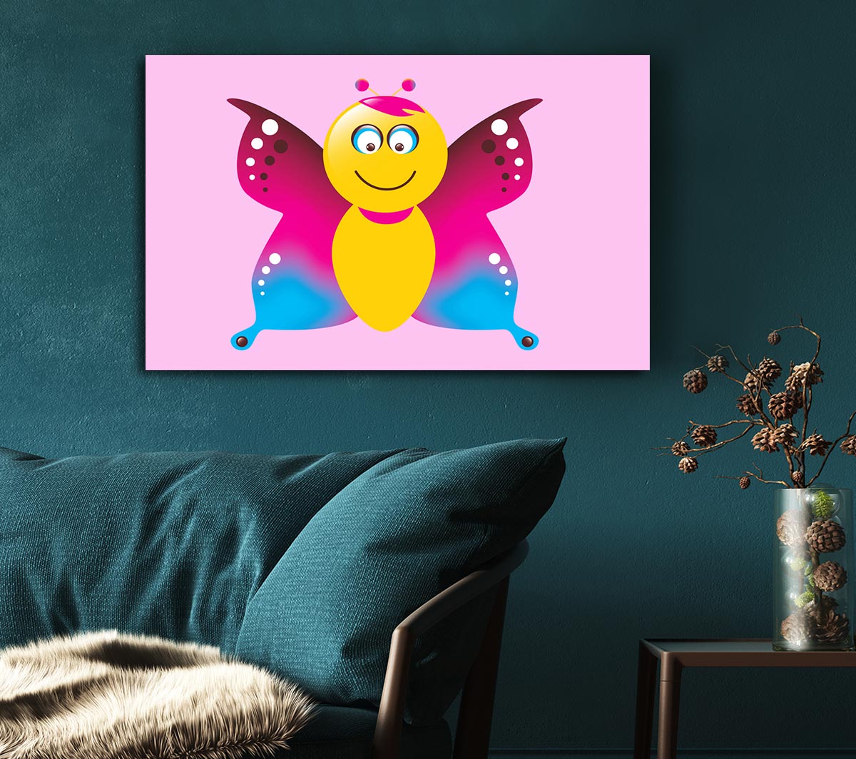 Butterfly Cartoon Face Pink