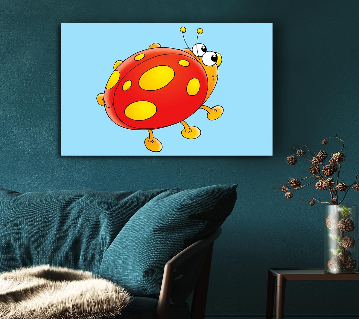 Cartoon Ladybug Baby Blue