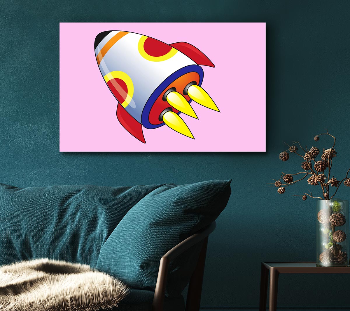 Flying Rocket Ship Pink