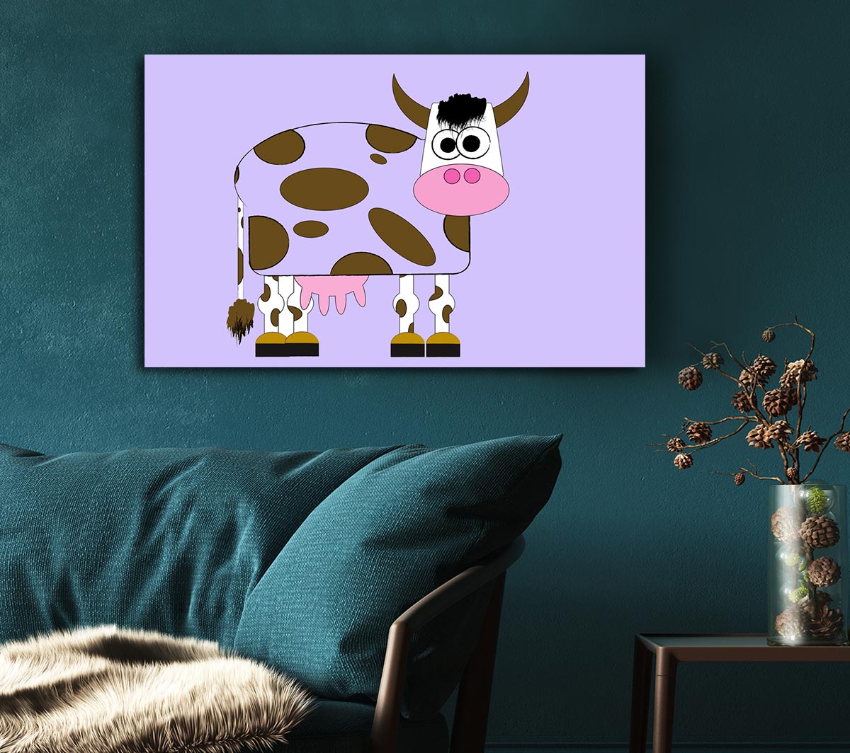 Funny Cow With Hair Lilac