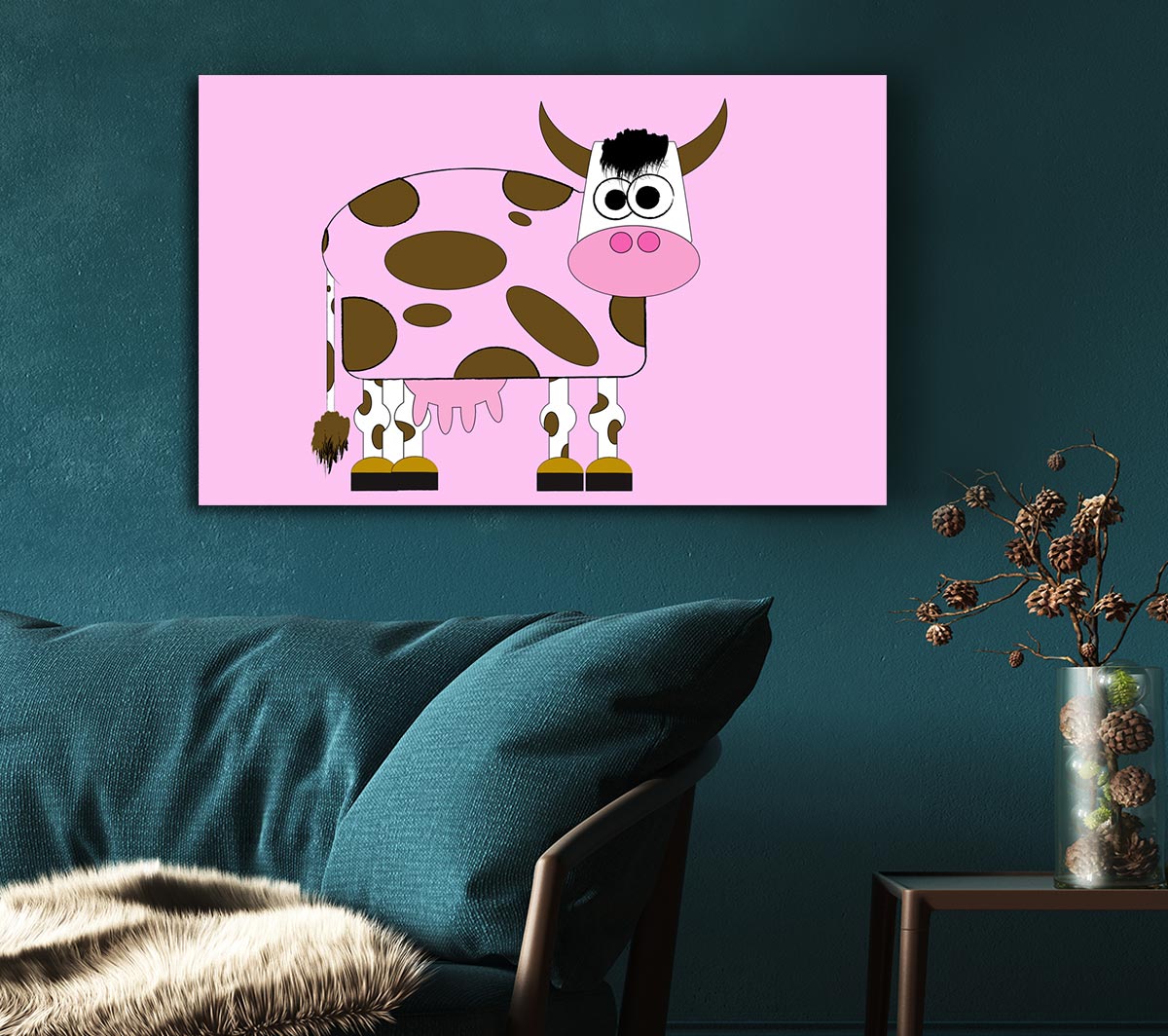 Funny Cow With Hair Pink