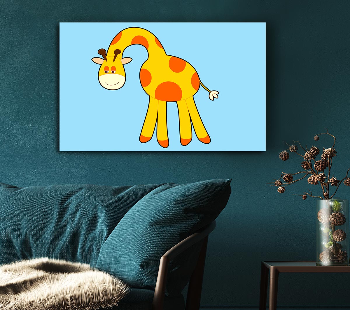 Funny Giraffe Looking Down Baby Blue