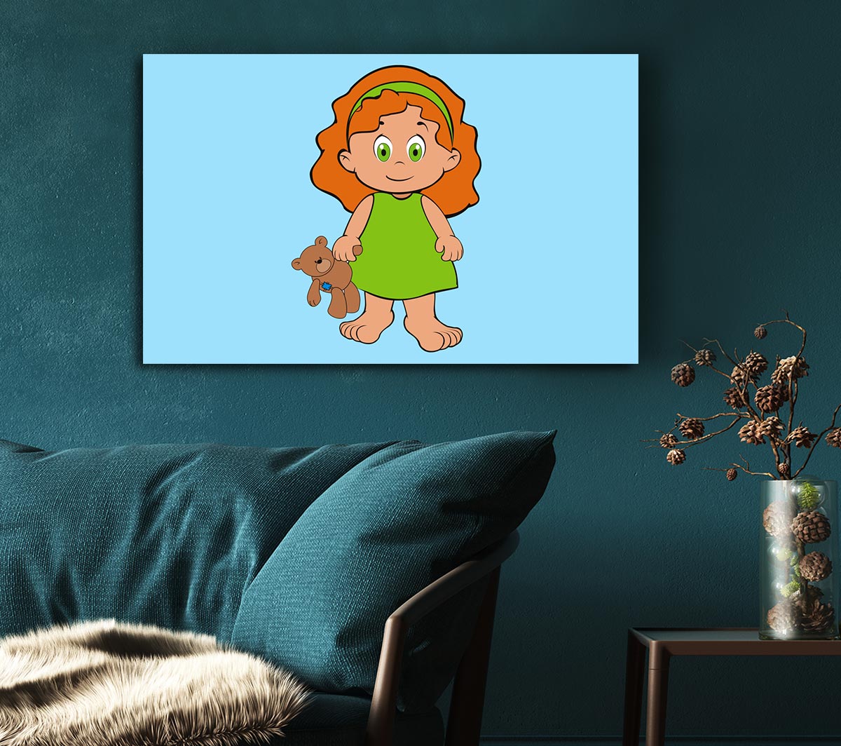 Girl With Teddy Bear Baby Blue