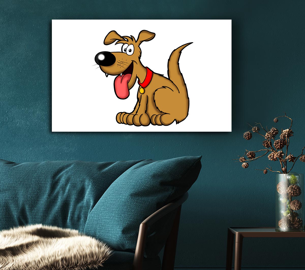 Happy Dog Cartoon With Tongue Out White