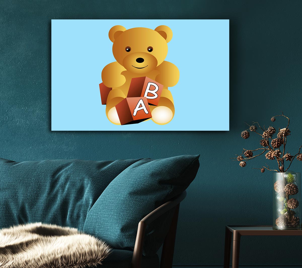 Teddy Bear Alphabet Blocks Baby Blue