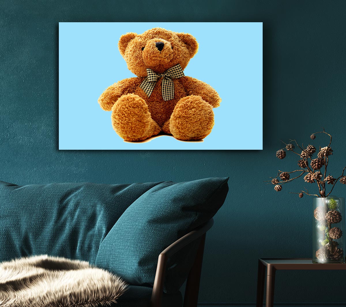 Teddy Bear Bow Baby Blue