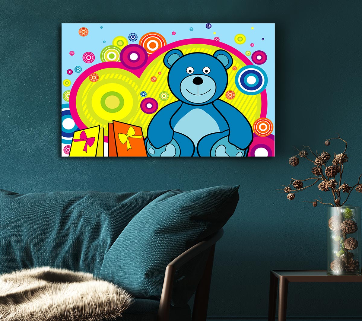 Teddy Bear Circles Baby Blue