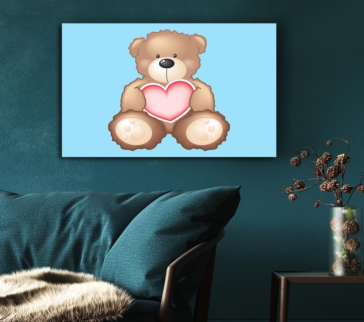 Teddy Bear Love Heart Baby Blue