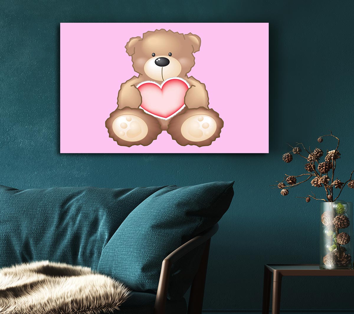 Teddy Bear Love Heart Pink