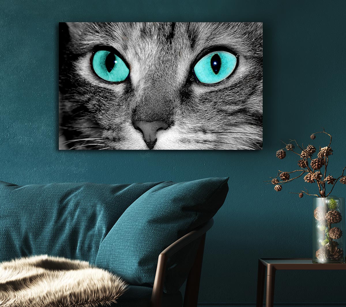 Close Up Of A Grey Tabby Cat Face