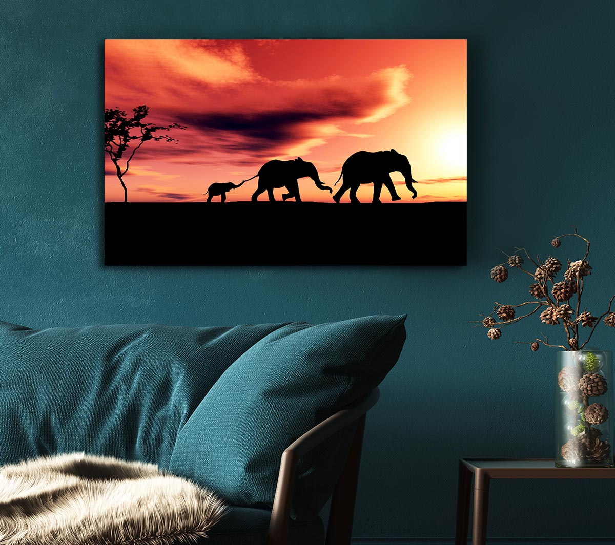 Elephant Family Sunset