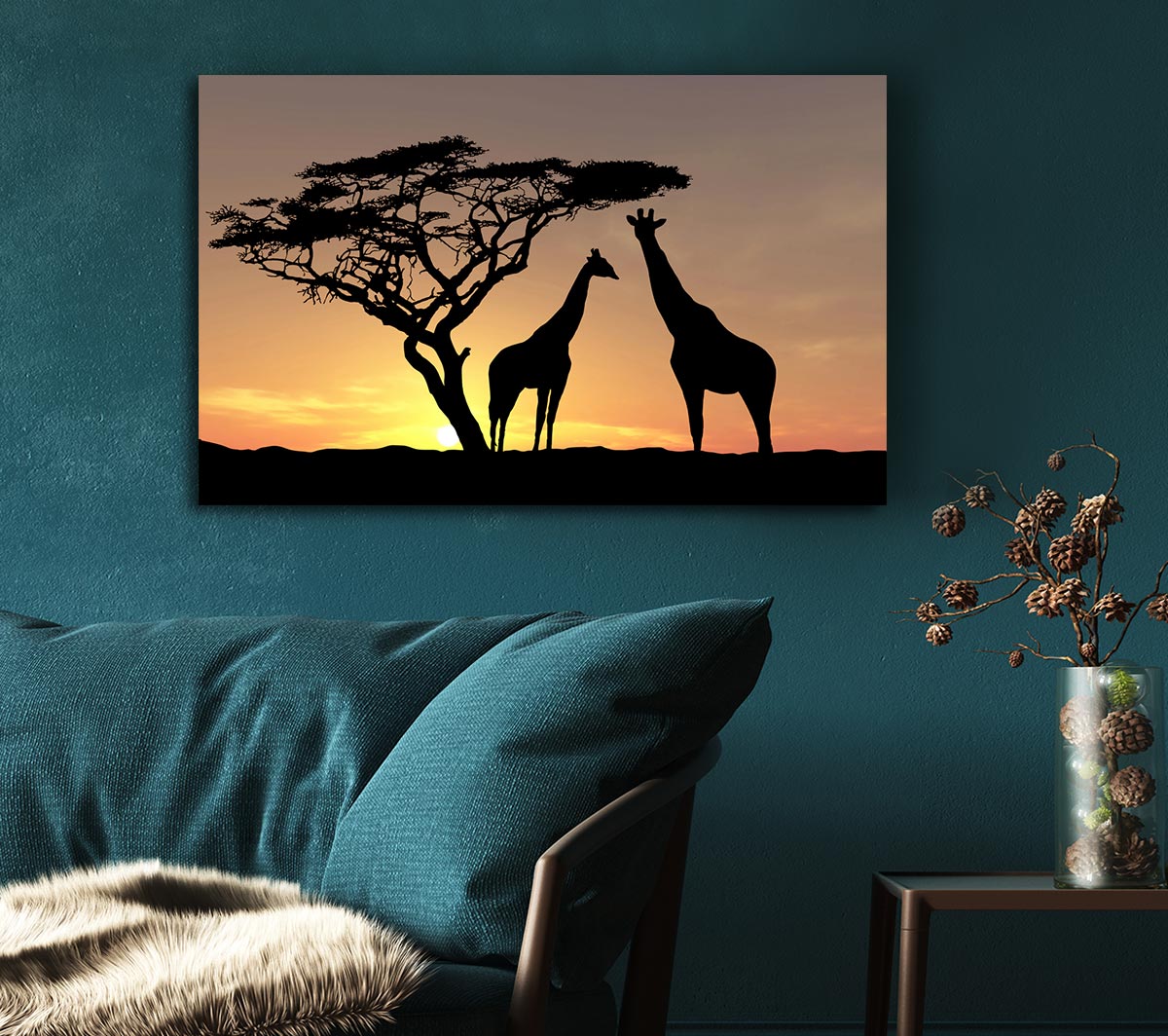 Giraffes At Sunset